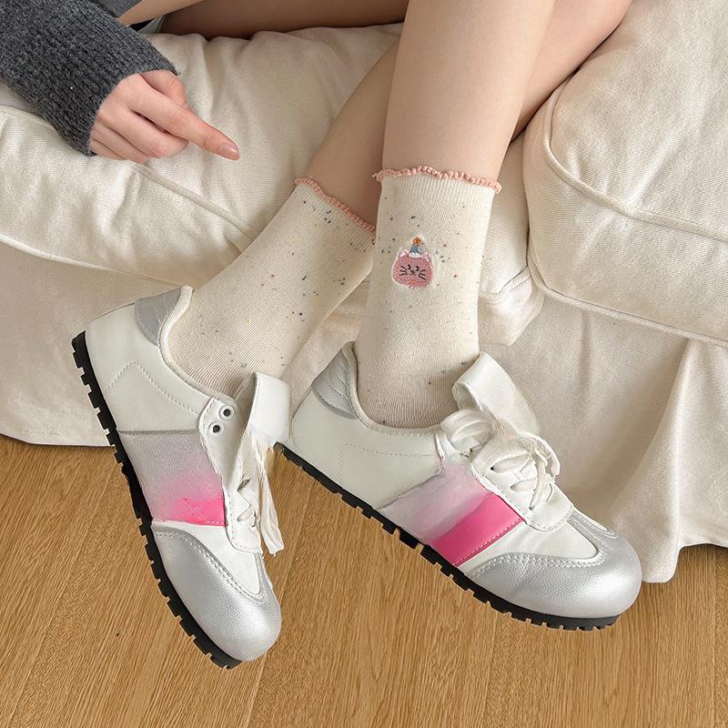 Black Ear-trimmed Socks for Girls, Cute Cartoon Embroidered Lace, School Style Stockings, Ideas, Gauze Labels, Pile Socks