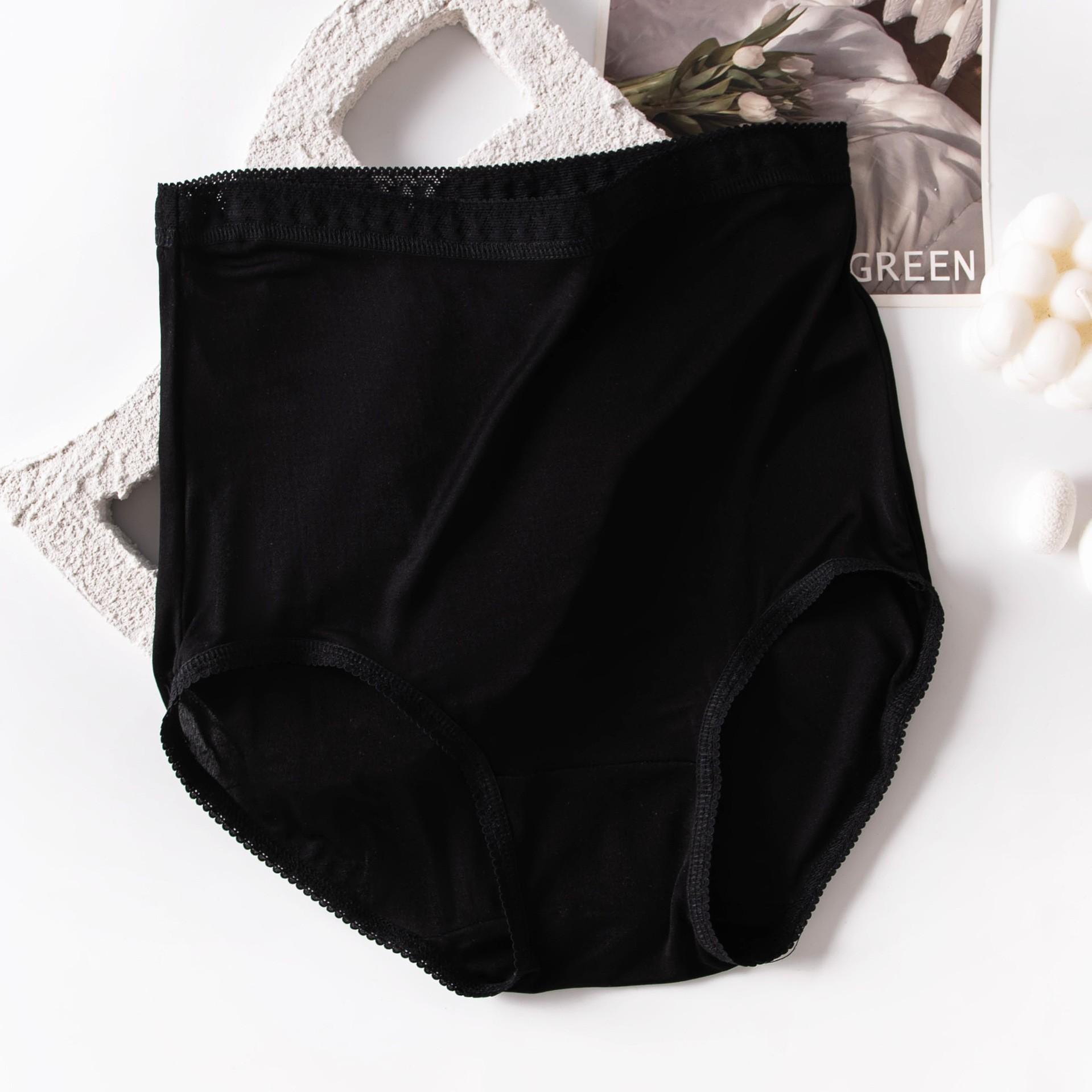 Mulberry silk high waist large size women s character lace underwear seamless mulberry silk abdomen and hip lift breathable and comfortable M