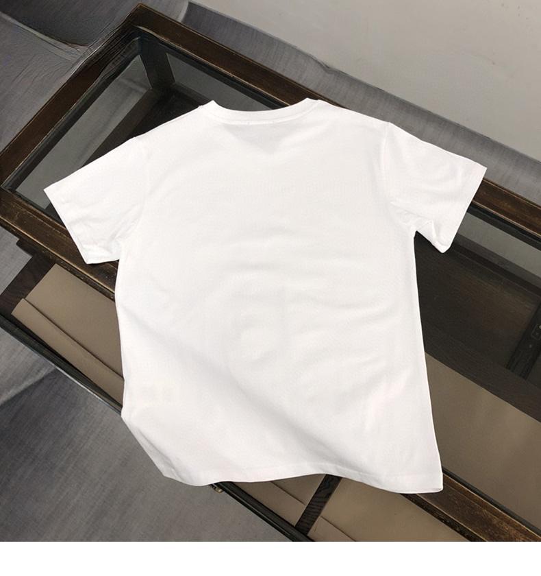 European Luxury Slippers Letter Print Men's Short Sleeve T-shirt Men's 2024 New High-end Cotton Half Sleeve Fashion Trend