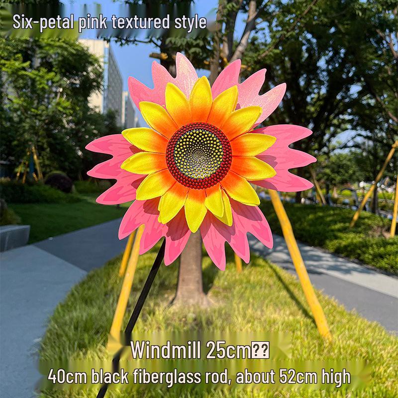 Children's Double-Layer Rotating Sunflower Pinwheel Outdoor Decoration
