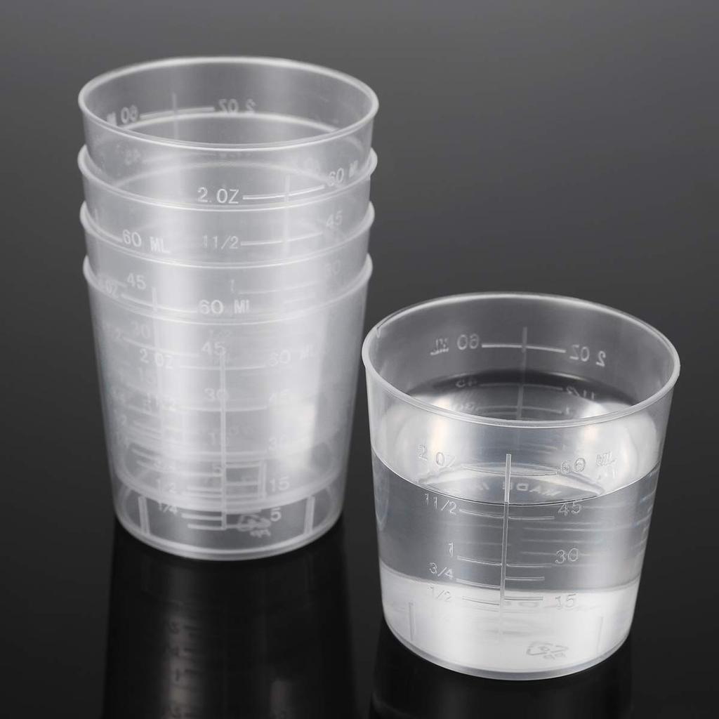 Amosfun 25-teilige Kunststoff-Messbecher, 60ml Bechergläser, Hitzebeständig, Klar, Skaliert, Kommerzielle Qualität, Bruchsicher, Tragbar, Kleines Fassungsvermögen