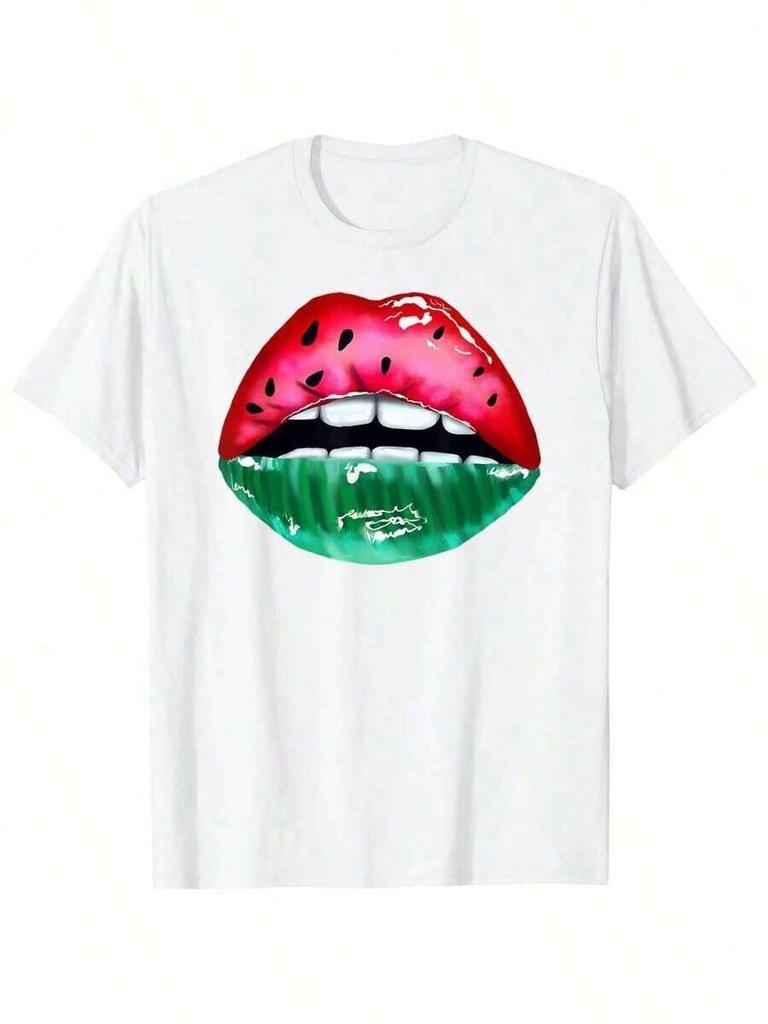 Unisex's Summer T-Shirt, Watermelon Lip Print