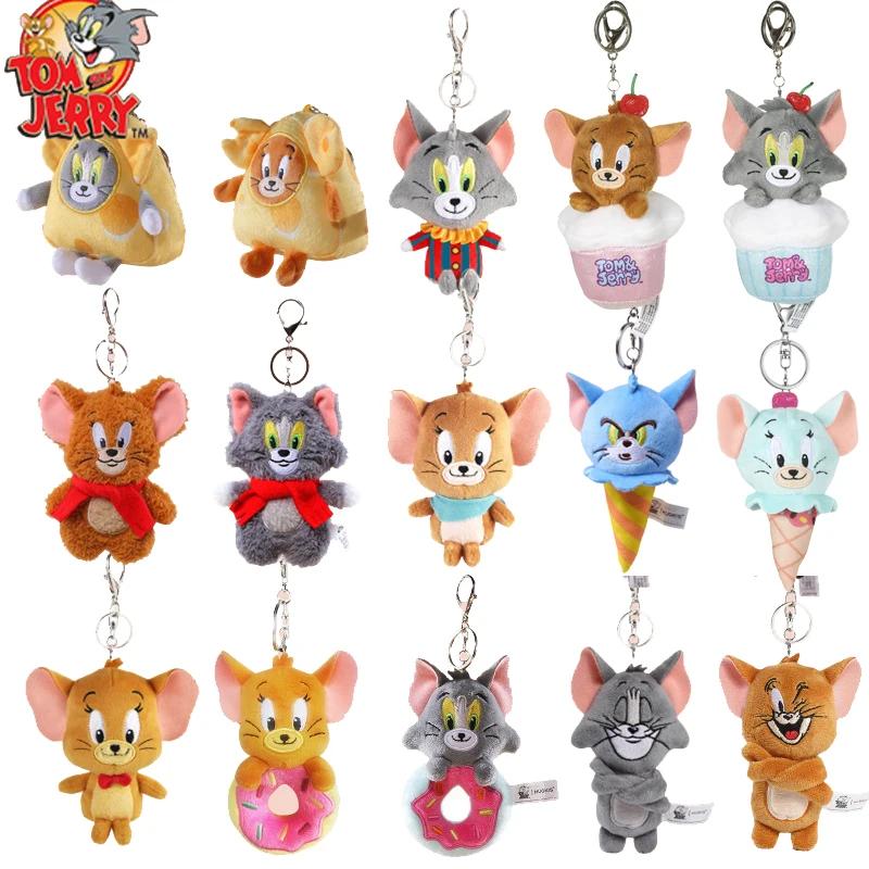 10cm Tom and Jerry Plush Keychain Mouse and Cat Cartoon Plushie Stuffed Animal Pou Doll for Kids Birthday Gift