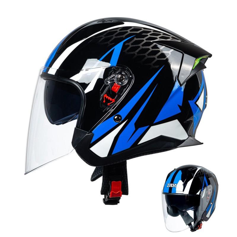 Delivery: Motorcycle Helmet Half Men Women Double Lenses Covered Three-quarters