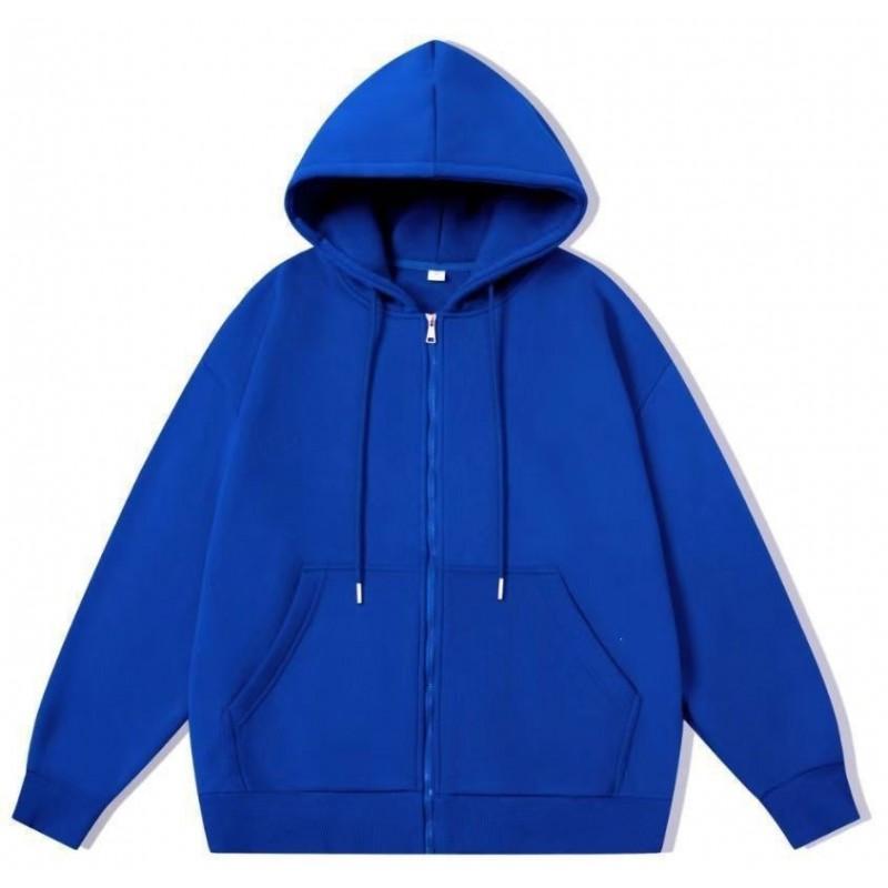 Womens Zip Up Hooded Sweatshirt Loose Fit Solid Color Casual Versatile Multiple Colors American Street Style