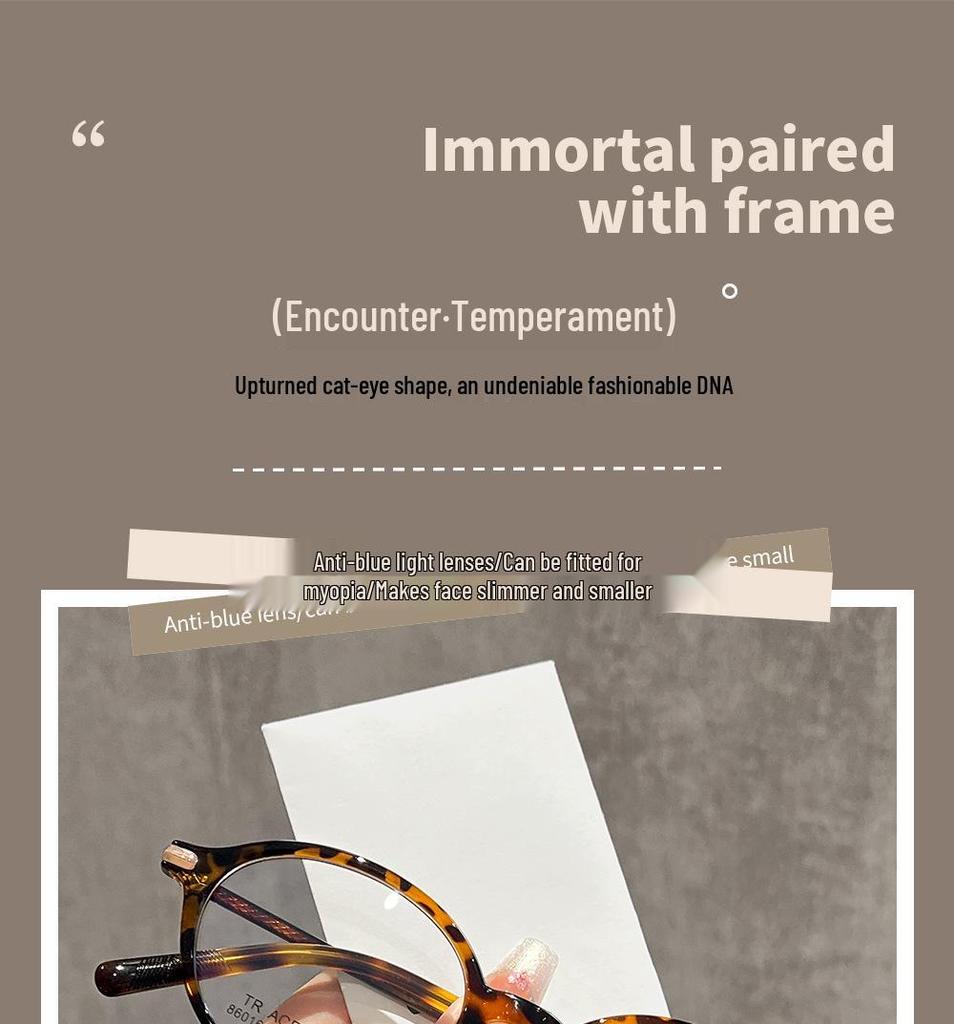 Damen Brille im Koreanischen Stil, Schildpatt-Optik, Oval, Blaulichtfilter - Rahmen für hohe Myopie, Modell 86016