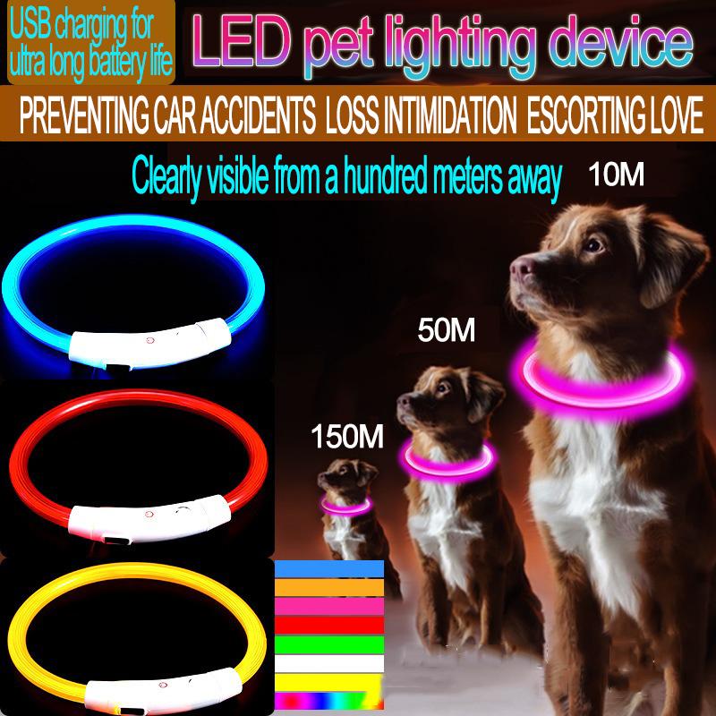 New Dog Luminous Collar Bright Dog Collar Glowing Led Light Dog Collar Light Night Safety GXQ02