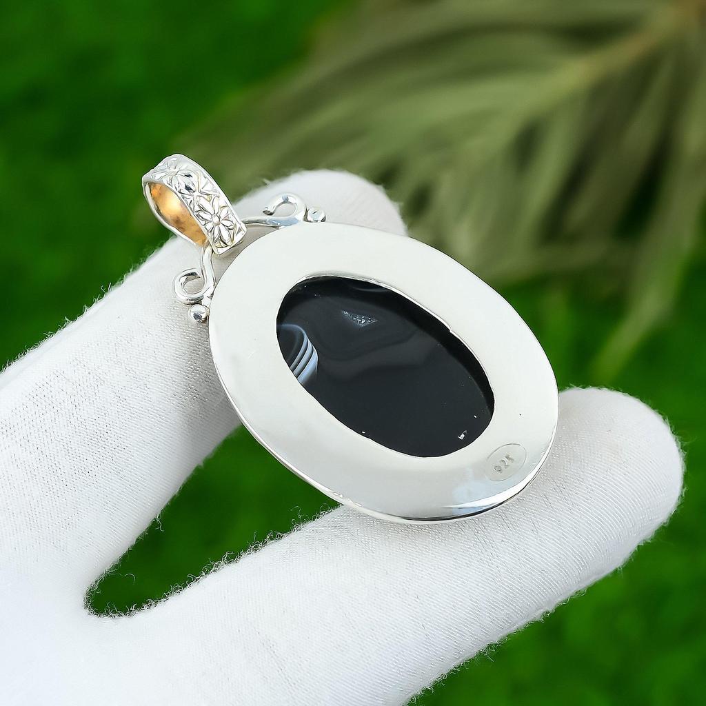 Sardonyx Stone Sterling Silver Anniversary Mother Bezel Wedding Pendant Jewelry