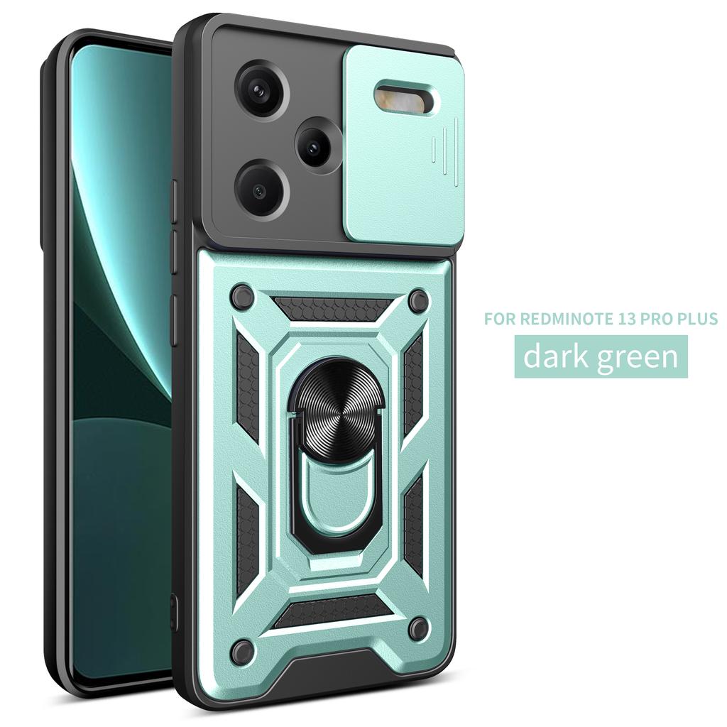 For Xiaomi Redmi Note 13 Pro + Case Redmi Note 13 pro Plus Magnetic Ring Holder Armor Phone Case Slide Camera Protect Back Cover