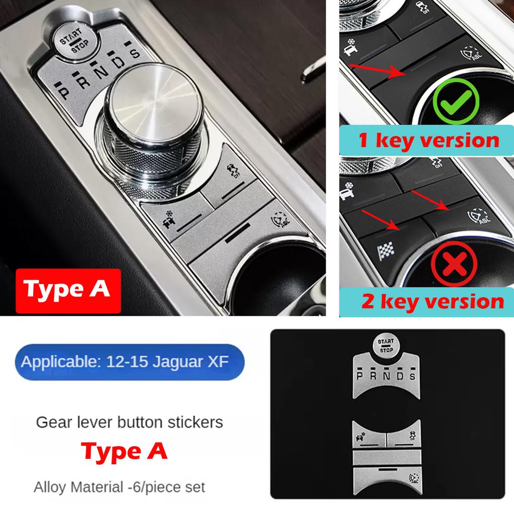 For Jaguar XF Sticker Gear Button Accessories For Car Interior Replacement Parts X250 Center Console Button Cover 2010 To 2015
