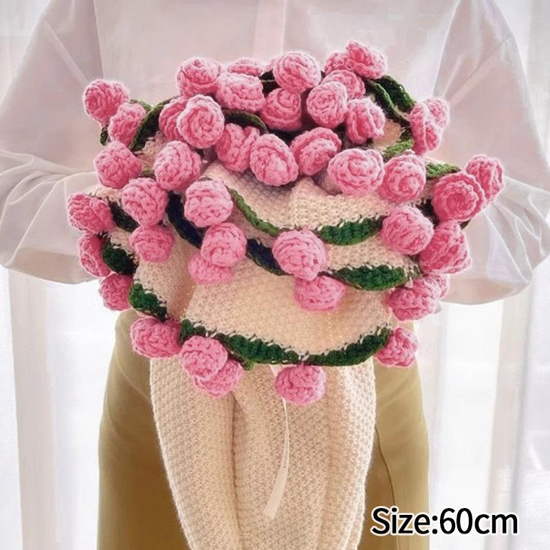 Finished Crochet Flower Rose Bouquet Blanket Handmade Romantic Knitted Rose Floral Bed Throw Blankets Birthday Wedding Gifts