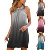 Fashion Women's Sexy  Neck Gradient Print Leisure  Temperament Beach Dress