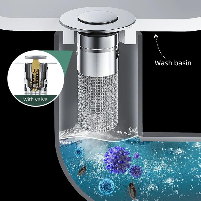 1KS Umyvadlové odtoky Filtr Koupelnový Pop-Up Umyvadlový Filtr Zátka Zastavovač Únik Zápachotěsný Odskakující Jádro Univerzální Příslušenství pro Umyvadlo