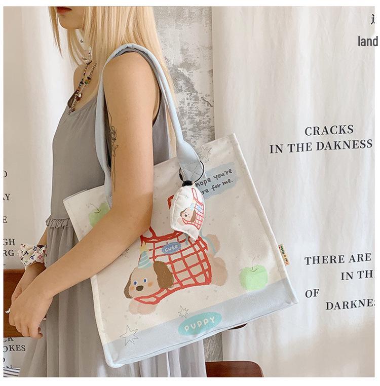 Large Capacity Japanese Korean Style Cute Graffiti Canvas Crossbody Bag for Students