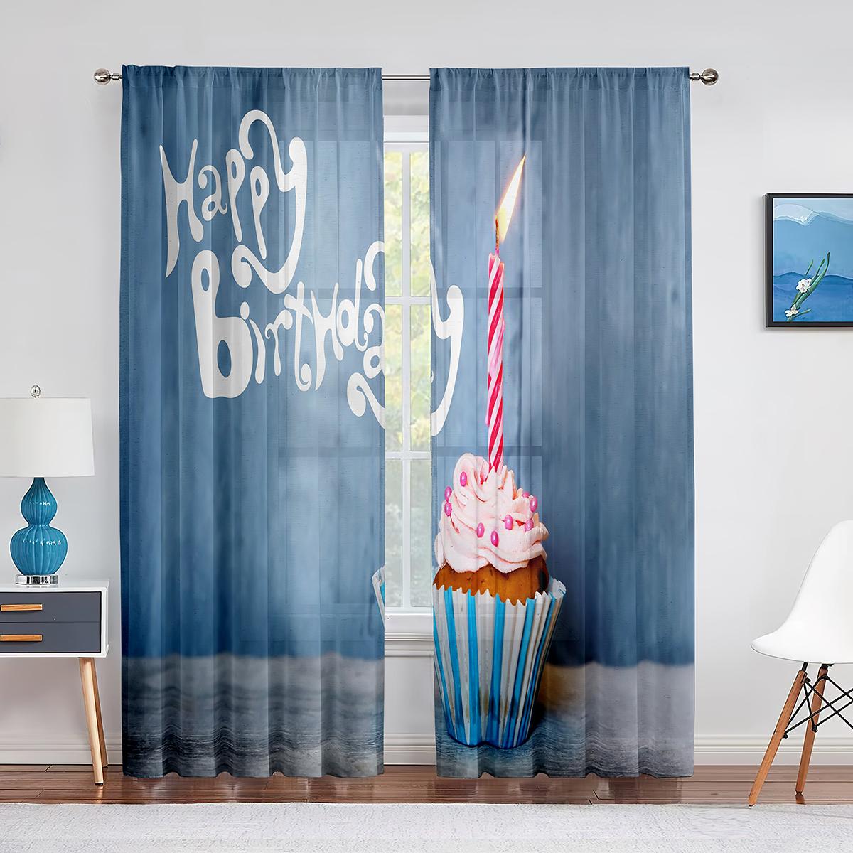 Празднование Дня рождения Яркие Шары Прозрачные Шторы для Гостиной Вуаль Штора Спальня — фото 15