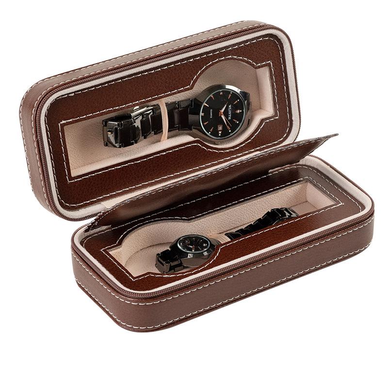 

Portable PU Leather Zipper Watch and Jewelry Storage Box with 2, 4, or 8 Slots