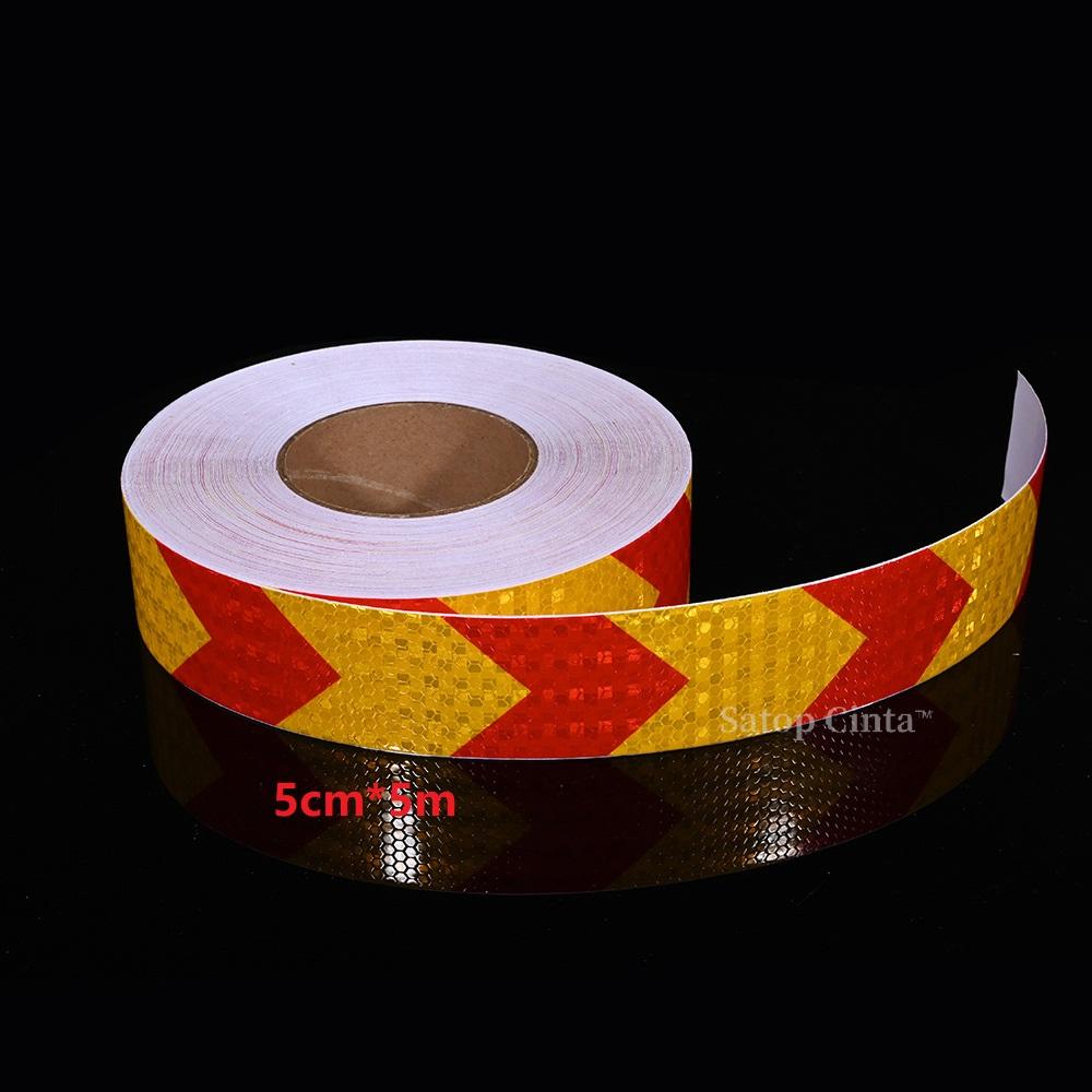 5cm/10cm/20cm*5M Arrow High Visibility Reflective Tape Yellow-Red  Self-Adhesive Strip Reflectors Conspicuity Safety Car Sticker