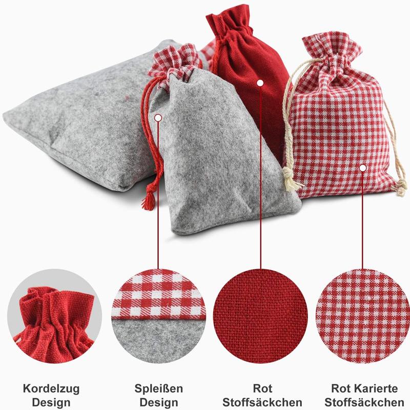 24 st Julset Dragpåse 1-24 Julkalender Nedräkning Hängande Påse Förpackning Presentförvaringspåse