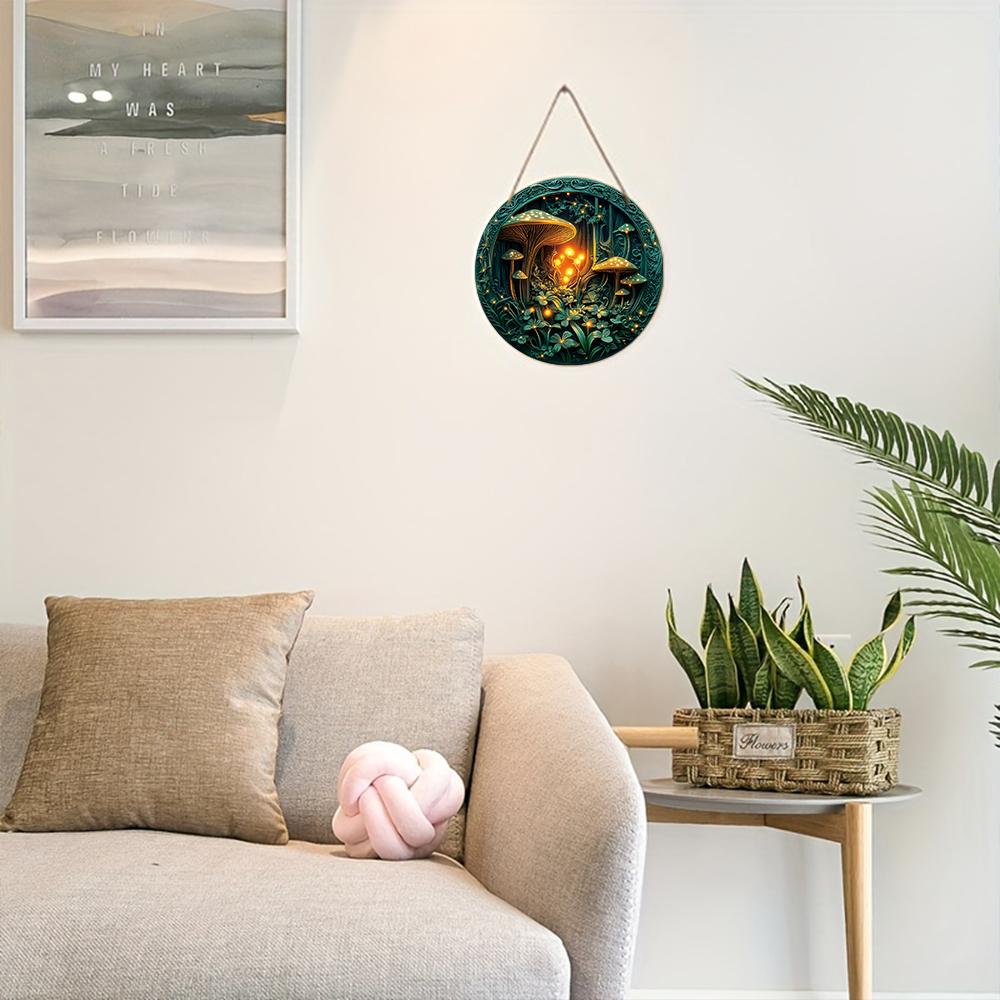 2D Flat Hanging Decorative Signs,interior Wall or Door Decoration,garden Dec,the Pattern Is Mushrooms and Forests,a Housewarming Gift for Friends