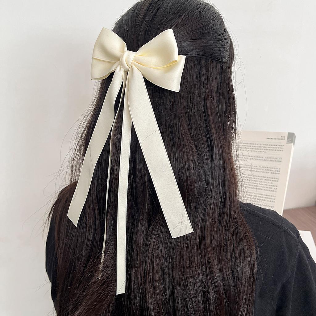 Koreanische einfarbige Schleife Doppel-Schleife Haarspangen für Frauen Mädchen Trendy Große Schleife Lange Quaste Haarspangen Haarschmuck