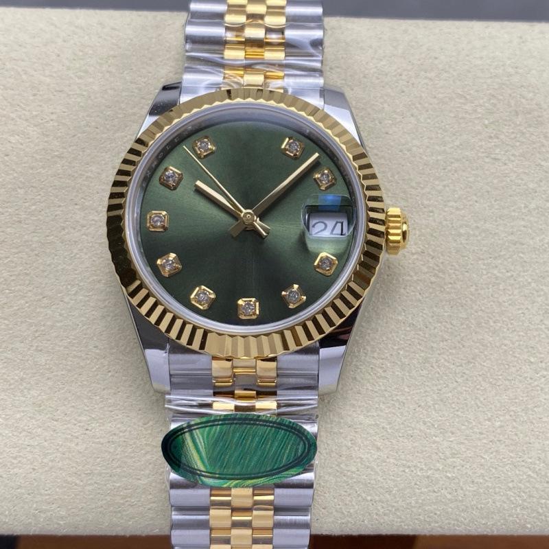 Lao Jia Ri Zhi Dvoubarevné pánské automatické hodinky 31 mm, perleť, nerezová ocel, s diamanty, funkce kalendáře