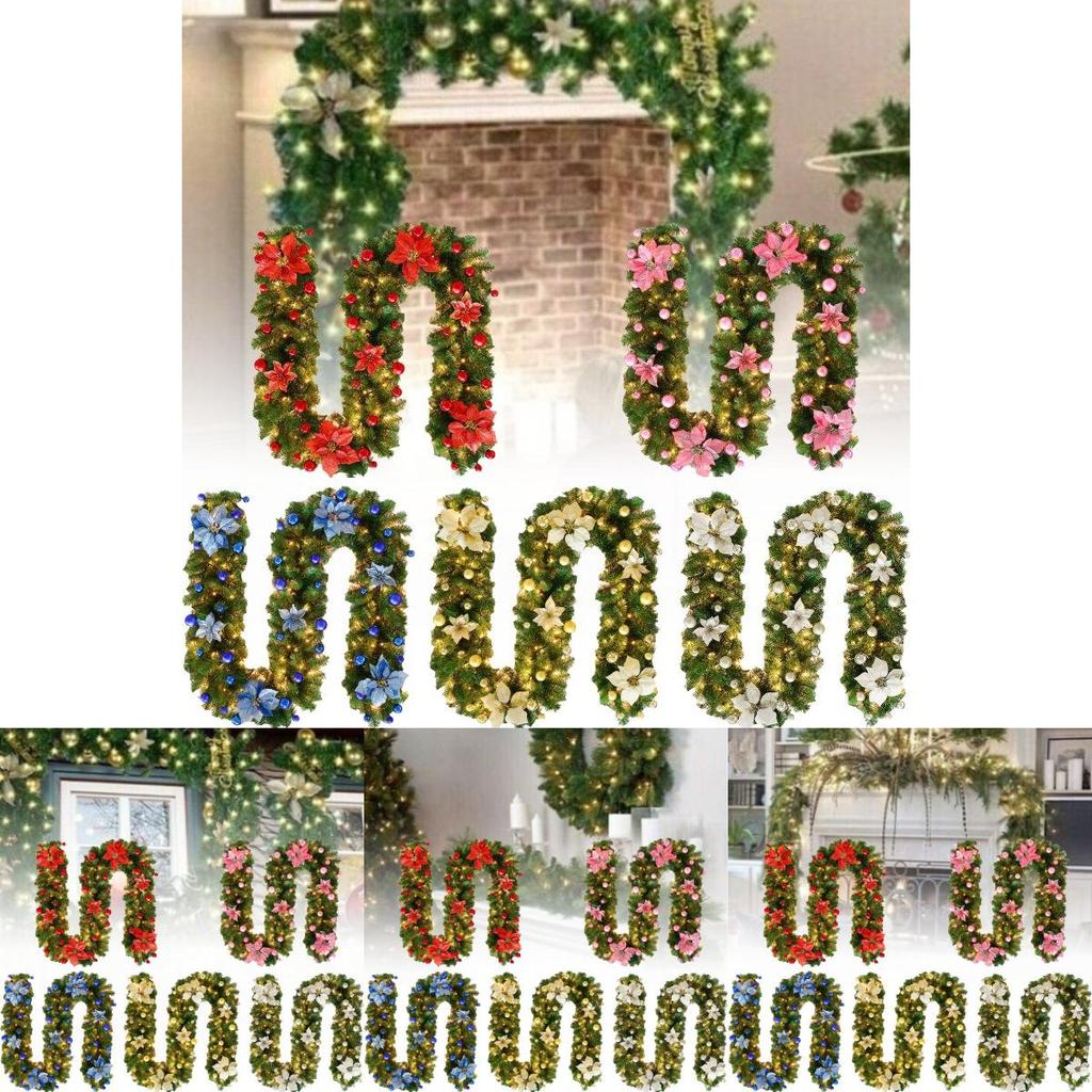 Festive 2.7 Meter Christmas Wreath Decoration With Led Lights In Gold And Red For Holiday Cheer