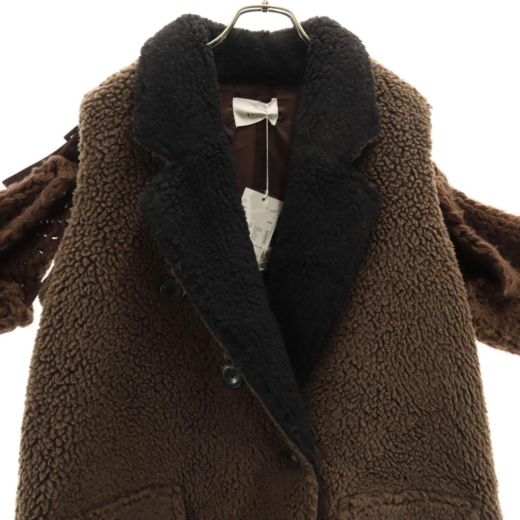 unused EZUMi Knit sleeve Boa coat M Brown Women Used