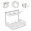 2 Tiers Under Sink Storage Rack Iron Cabinet Inside Pull Out for Dorm Office White