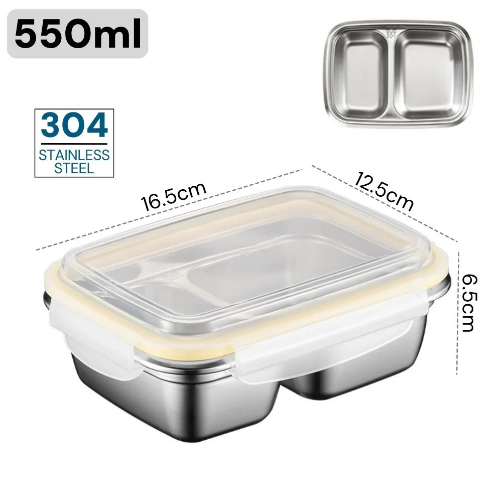 304 Stainless Steel Bento Lunch Box for Kids and Adults, Leak-Proof Lunchbox, Food Meal Prep Storage Container Dishwasher Safe