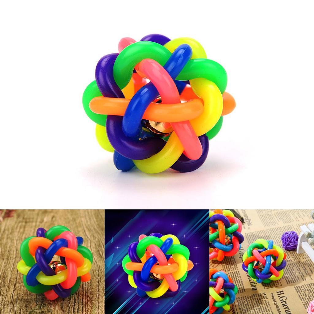 Colorful Rubber Ball Pet Cat Toy With Small Bell For Interactive Exercise Fun