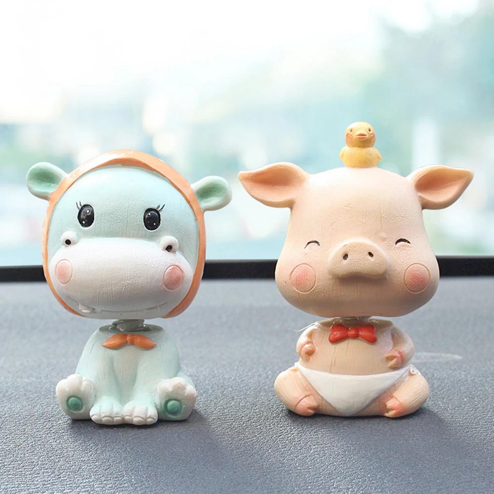 Car Ornament Cartoon Toy Swing Head Pig Duck Cartoon Decoration Automobiles Dashboard Decoration Car Interior Accessories Gifts