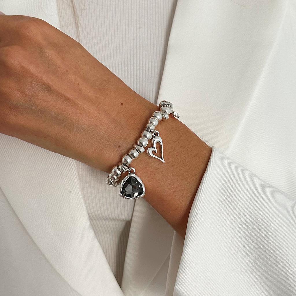 New Irregular Beads Bracelets for Women Fashion Elegant Charm Black Heart Pendant Bracelet Wedding Party Jewelry Gift