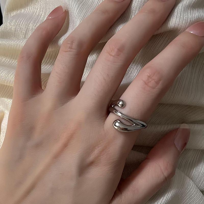 

Sea Geometric Wave Ring Women Copper Adjustable Fashion Jewelry Decoration Gift J3522