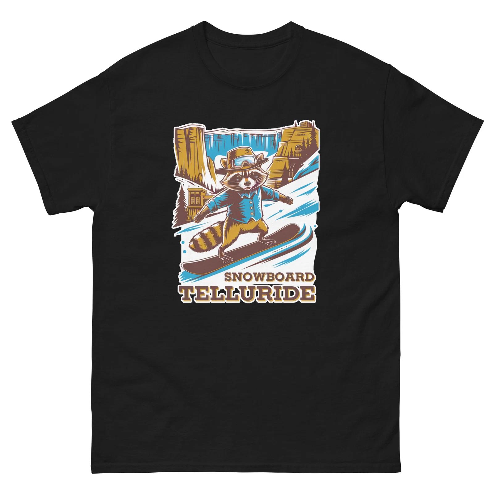 Snowboard Telluride Raccoon USA Snowboarding Animal T-Shirt S