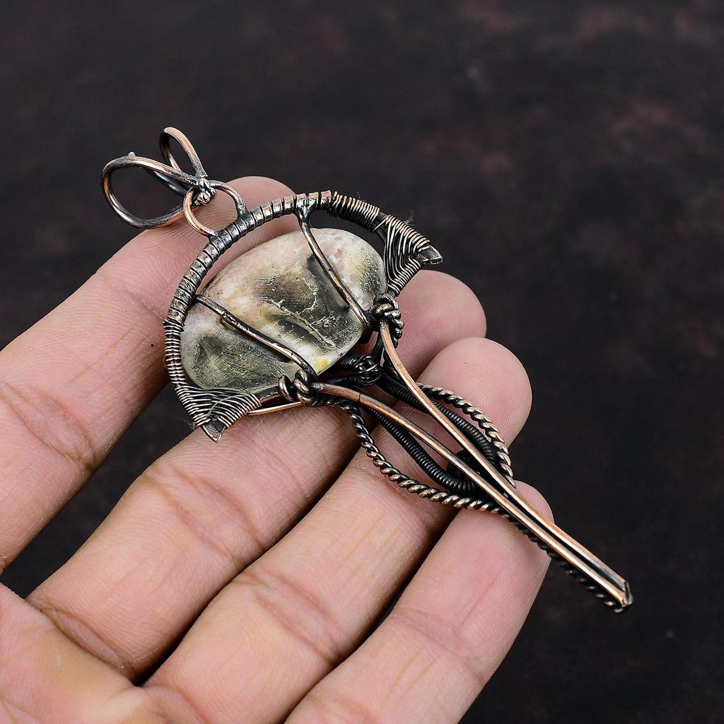 Scolecite Pendant Copper Wire Wrapped Pendant Scolecite Jewelry Handmade Copper Pendant Natural Gemstone Jewelry Wire Wrap Pendant For Gift