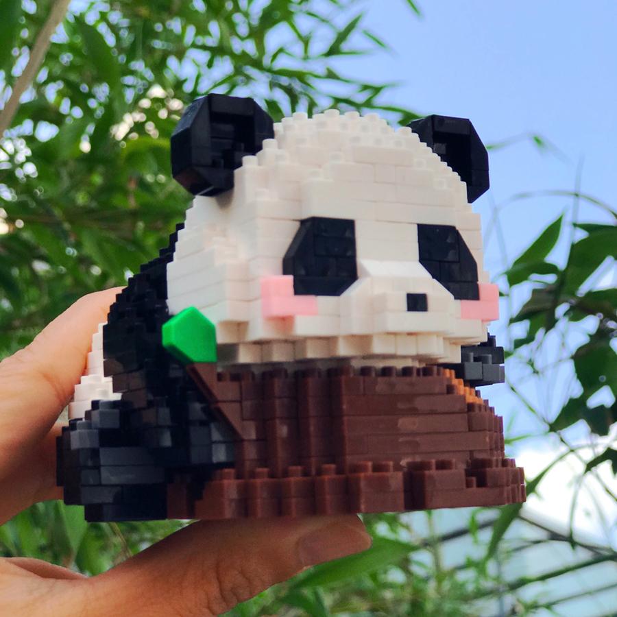 Kawaii Panda Series Micro Particle Building Block Creative Cute Animal DIY Assembled Models Bricks Toys For Kids Birthday Gifts