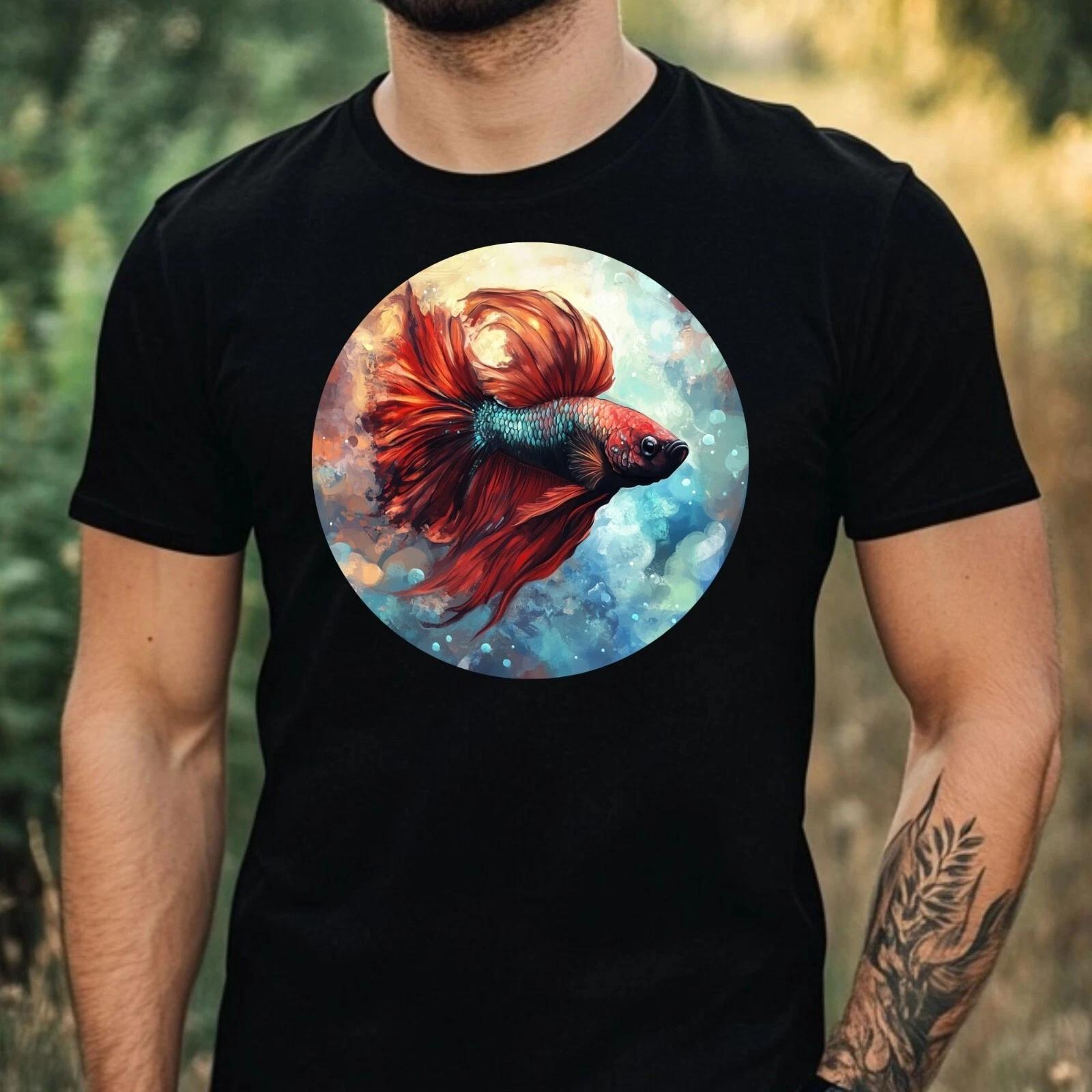 T-Shirt Herren Kampffisch Portrait Motiv Baumwolle Größe XS bis 5XL XXL
