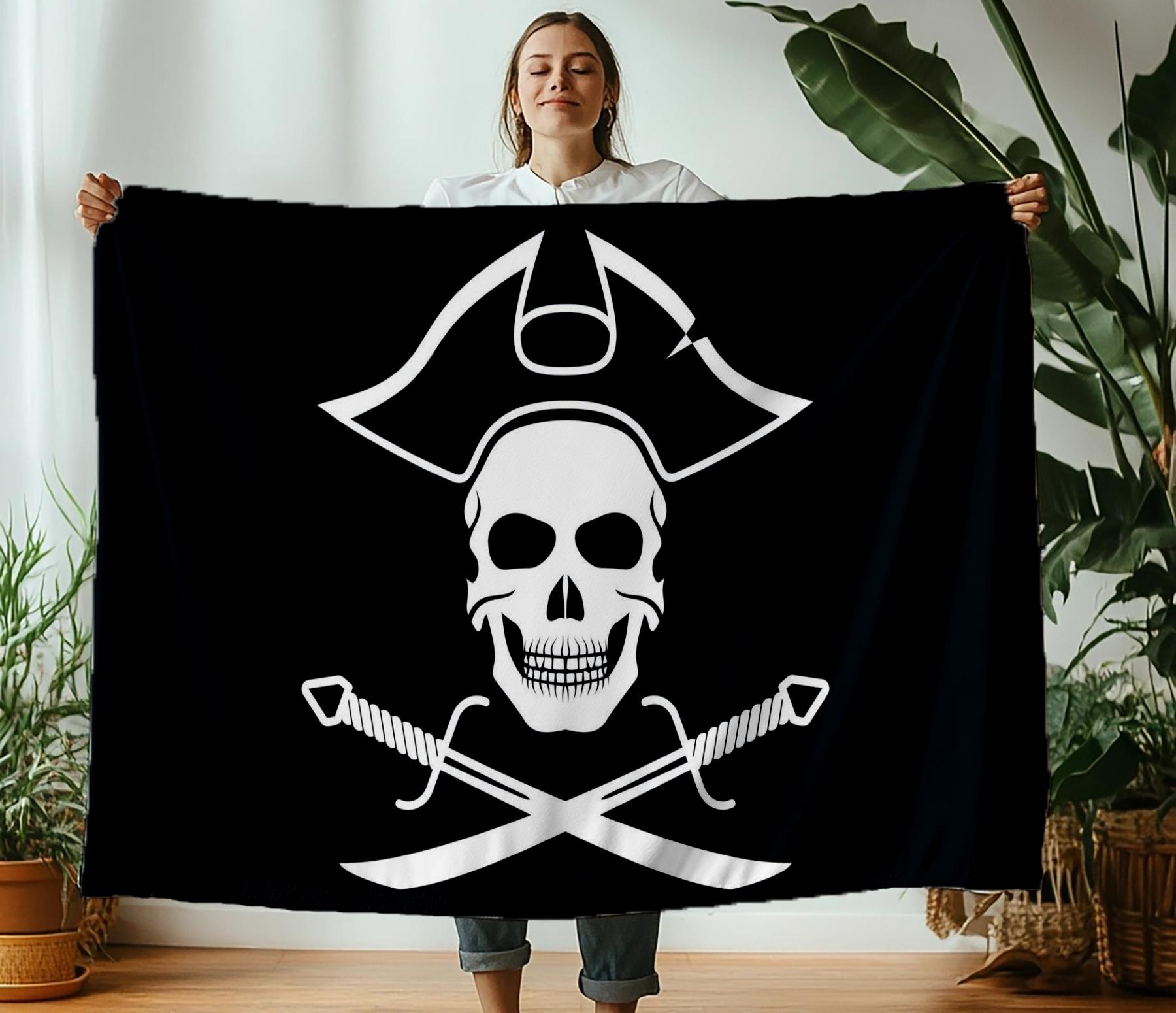 

Pirate Banner Pirate Print soft Blanket Flannel Decoration for sofas bedrooms air-conditioned rooms Gifts for kids and friends 75x90cm