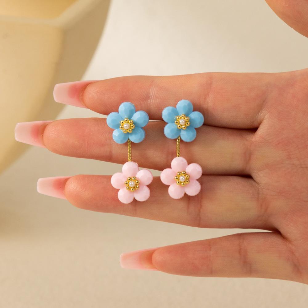 

Стильные серьги-пусеты с цветочным узором из смолы, модный геометрический дизайн для женщин