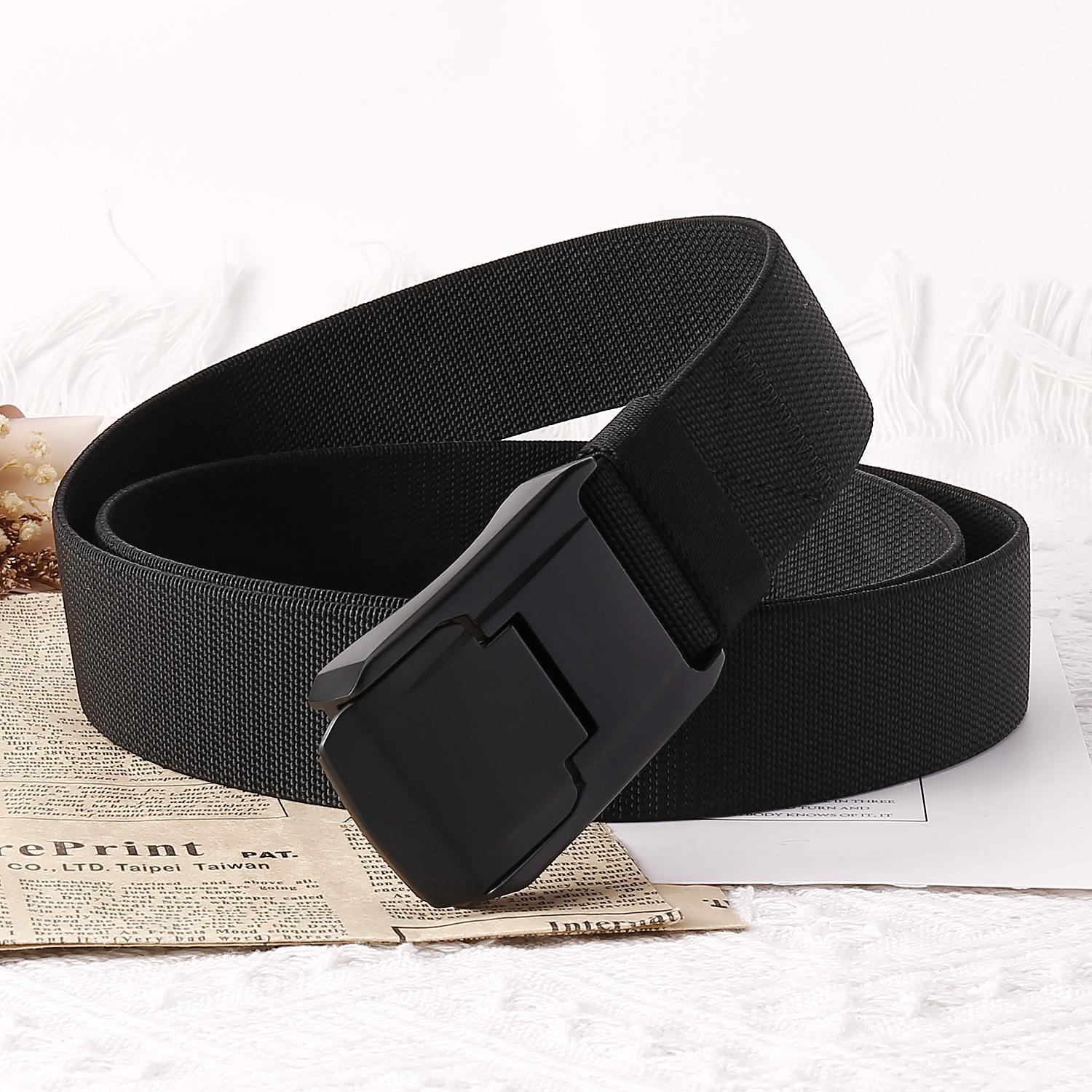 

Ремень мужской премиум-класса с чувствительной пряжкой из цинкового сплава, эластичный ремень из нейлона, плетеный, регулируемый тактический ремень 120cm чёрный