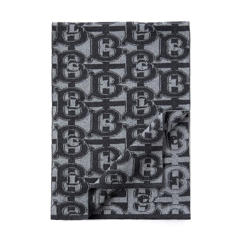 

Весенний новый кашемировый шарф жаккардовой вязки, теплый шерстяной шарф, мужской простой утолщенный универсальный шарф 180cm темно-серого