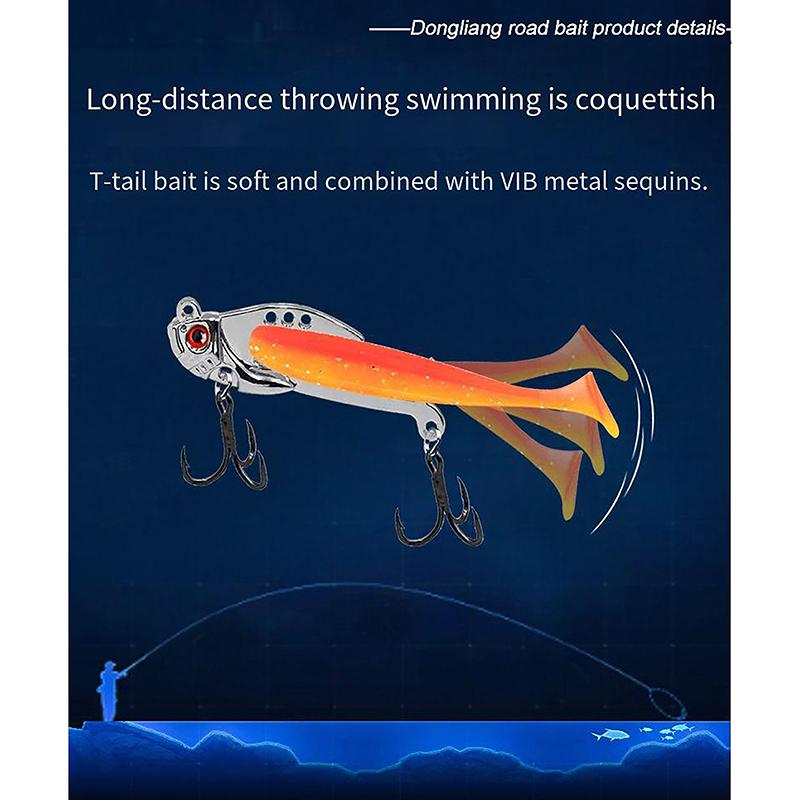 Metal Vib Fishing Lure 2-In-1 Fake Angling Baits Long Throwing Realistic 3D Eyes Fishing Baits For Catfish Bass Trout Vib Tackle