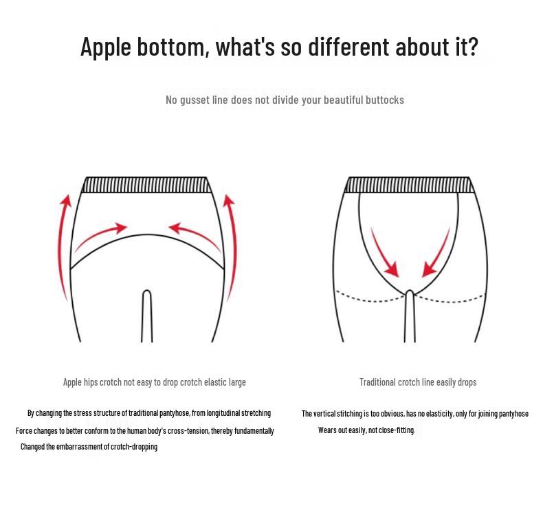 Afandi 1D Collant Anti-Accroc Sensation Nue Fesses Pomme