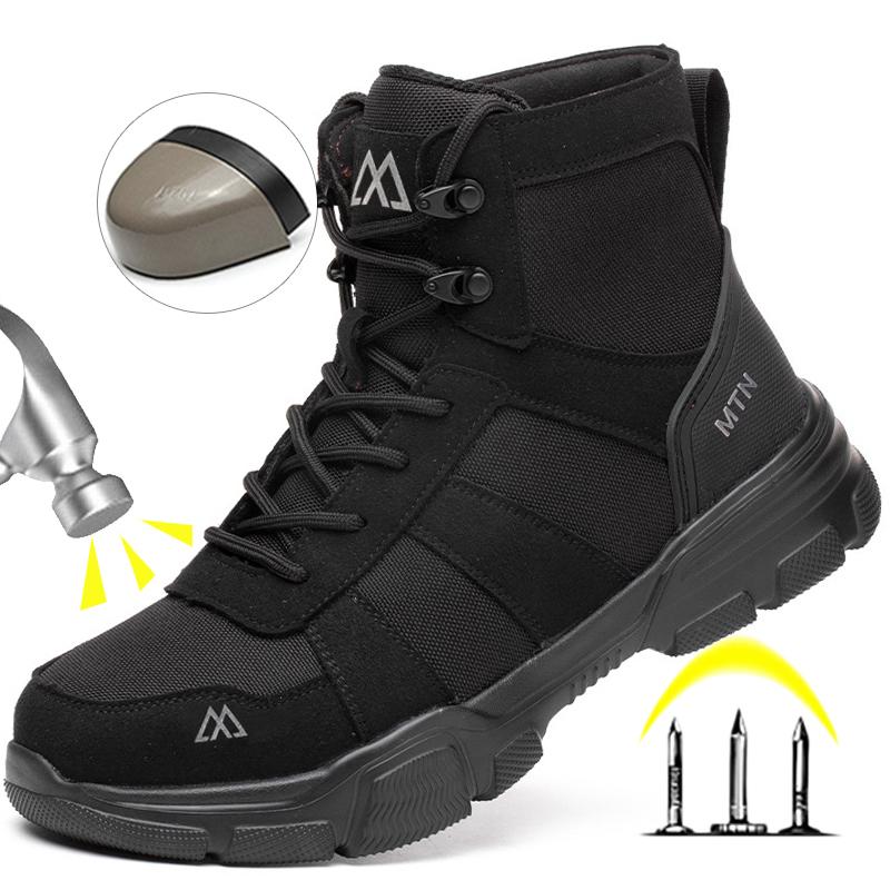 Light Breathable Safety Shoes for Men Steel Toe Cap Anti Smash Work Shoes Indestructible Anti-puncture Kevlar Insoles Male Boots
