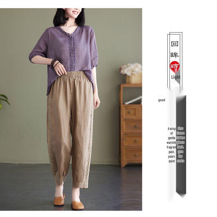 Women's Summer Cotton-Linen Harem Pants 2025: Slimming, Loose, Cropped, Plus-Size