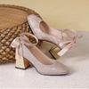 Temperament socialite high heels silver wedding shoes bridesmaid shoes autumn new square head mary pearl shoes