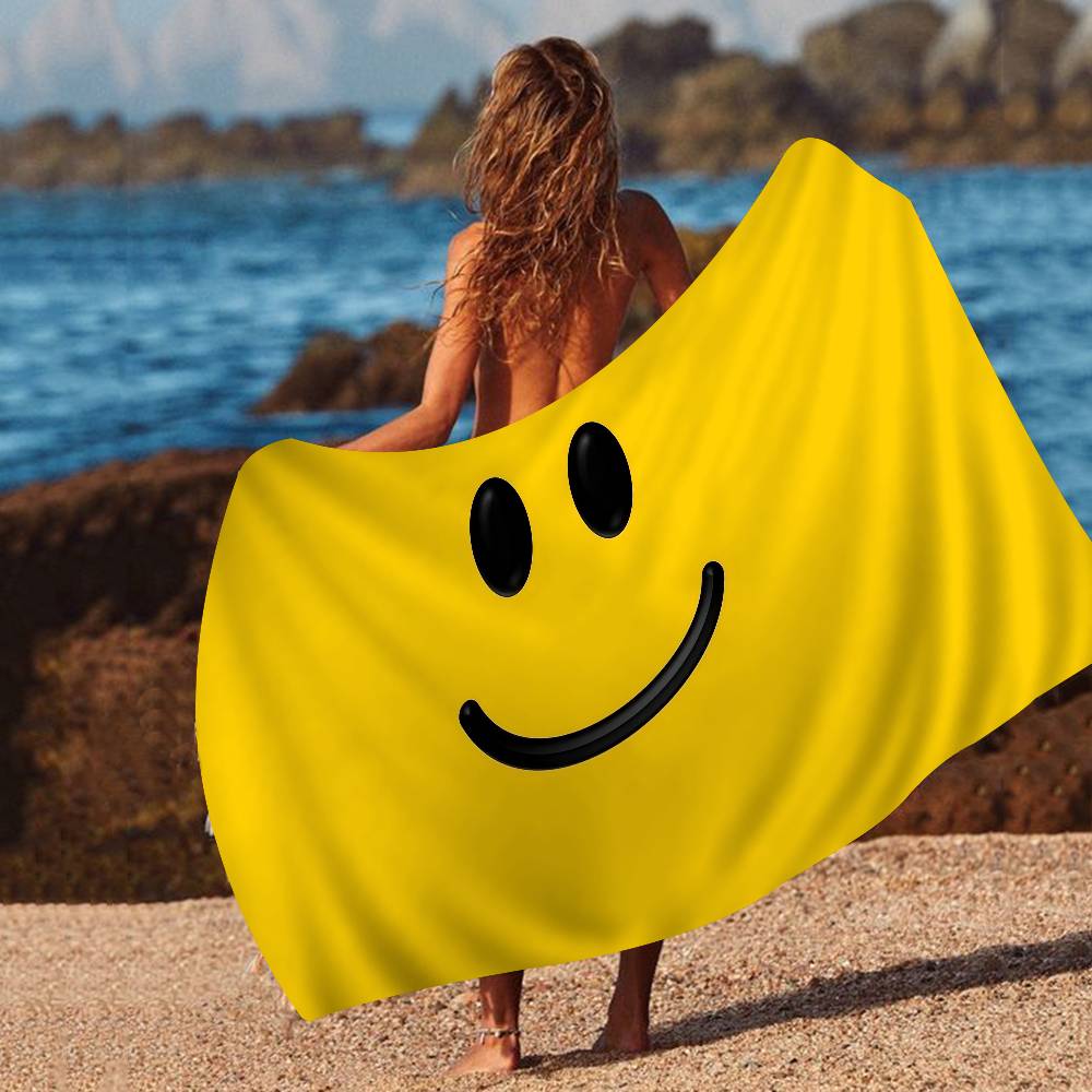 Ka Chen Muda White S-Smile Anime Beach Swimming Towel Soft Absorbent Washcloth Children's Gifts For Kids Travel Camping Gym