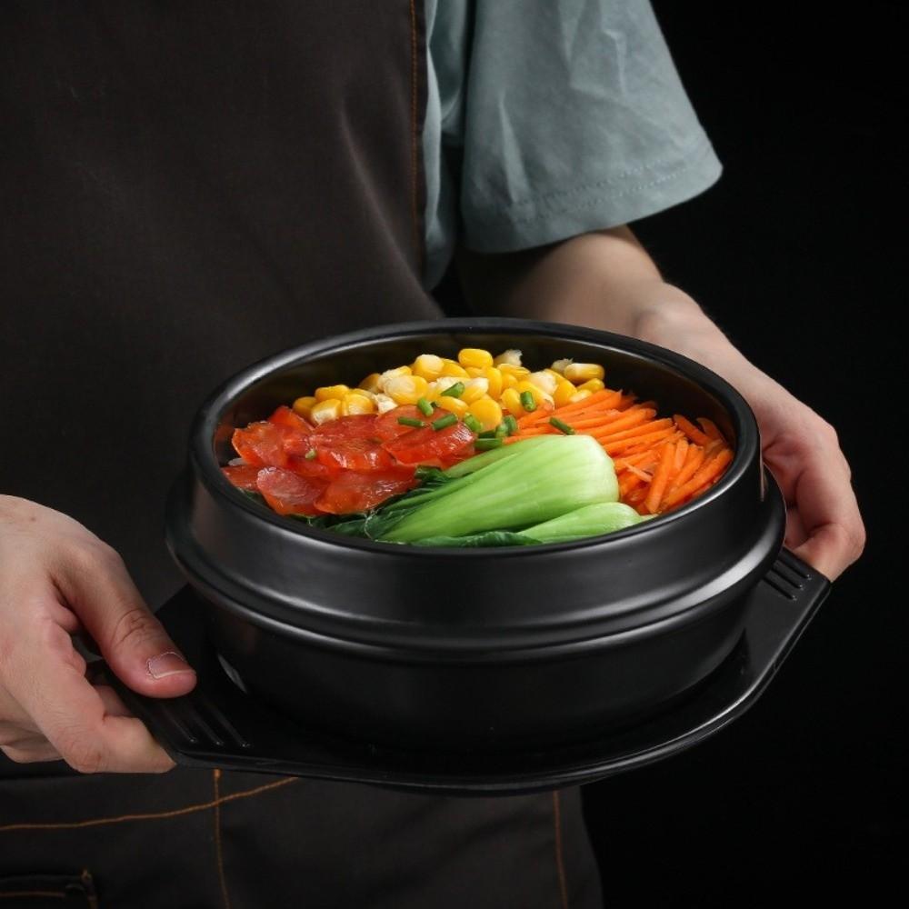 with Tray Korean Stone Pot Thickened Cooking Soup Pot Durable Mixed Rice Stone Pot  Commercial Use