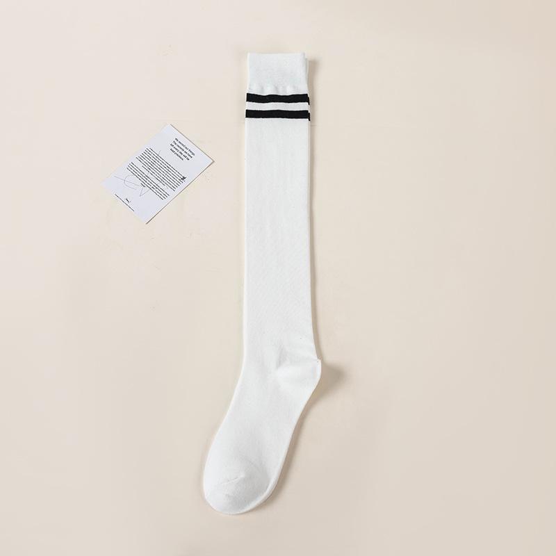 Chaussettes hautes, Chaussettes mi-mollet pour femmes, Automne et hiver Chaussettes amincissantes et embellissant les jambes légèrement compressives, Bas longs en coton à deux barres