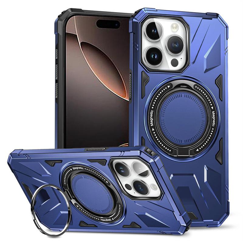 For Magsafe Shockproof Armor Ring Holder Phone Case For IPhone 16 15 14 13 12 11 Pro Max Plus Magnetic Wireless Charging Cover